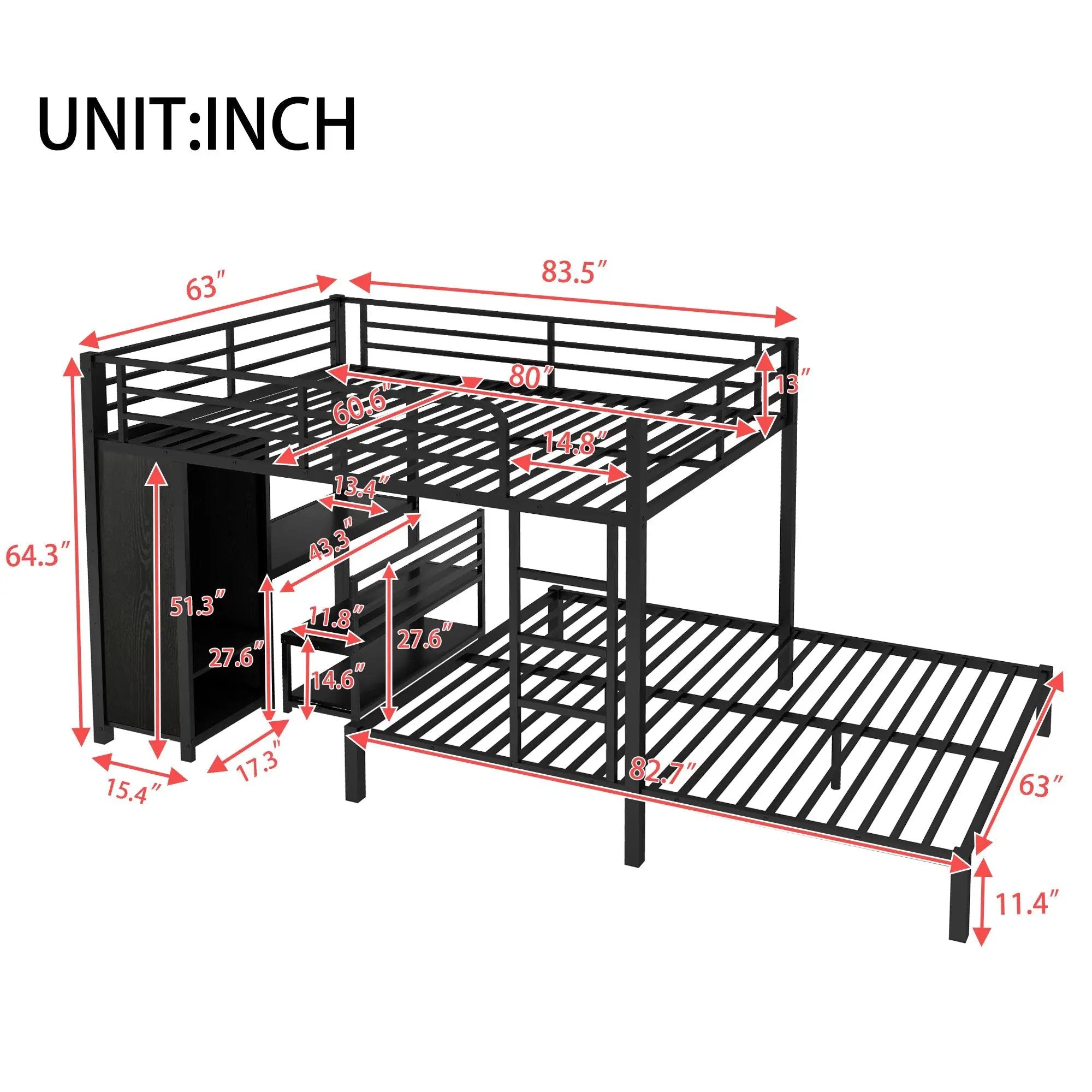 Queen Over Queen Size Bunk Bed Frame by HouseOfZazla