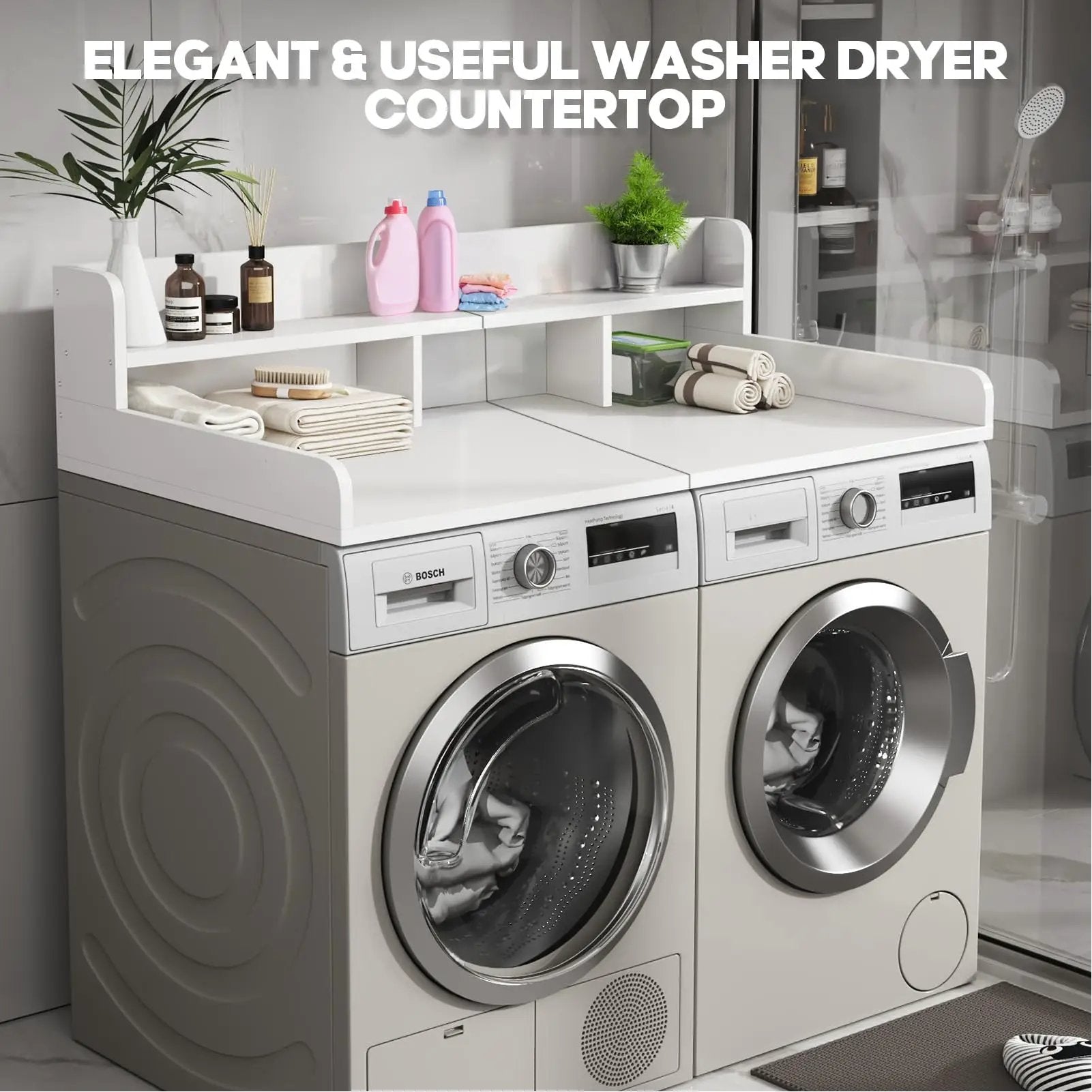 Washer Dryer Countertop with Non-Slip Pads - White by HouseOfZazla