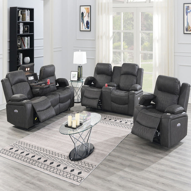 Power Motion Living Room Set With USB Port, Adjustable Headrest, Cup Holder by HouseOfZazla
