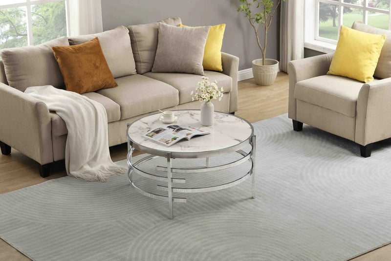 Elegant Round Table With Sintered Stone Top & Sturdy Metal Frame by HouseOfZazla