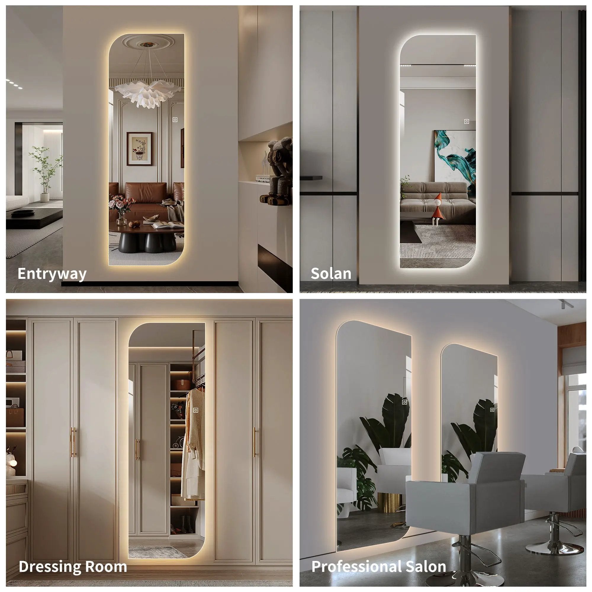 Irregular Shape LED Full Length Wall Mirror With 3 Color Dimmable Lighting - Silver by HouseOfZazla