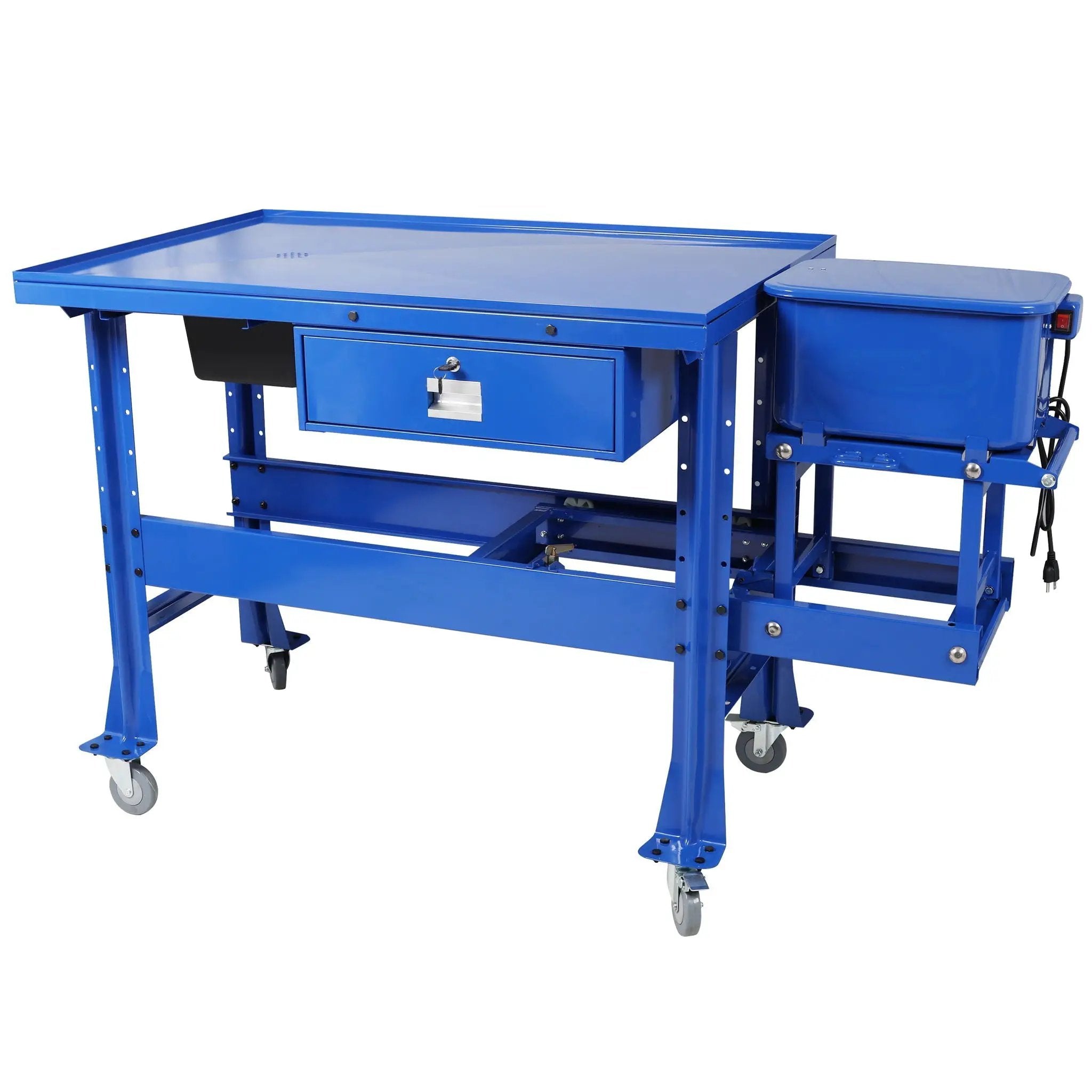 Mobile Tear Down Table With 3.5 Gallon Parts Washer And 110V Pump - Blue by HouseOfZazla