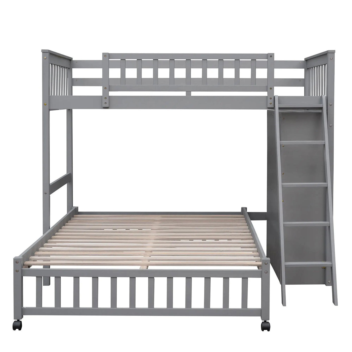 Bunk Bed With 6 Drawers And Flexible Shelves, Bottom Bed With Wheels by HouseOfZazla