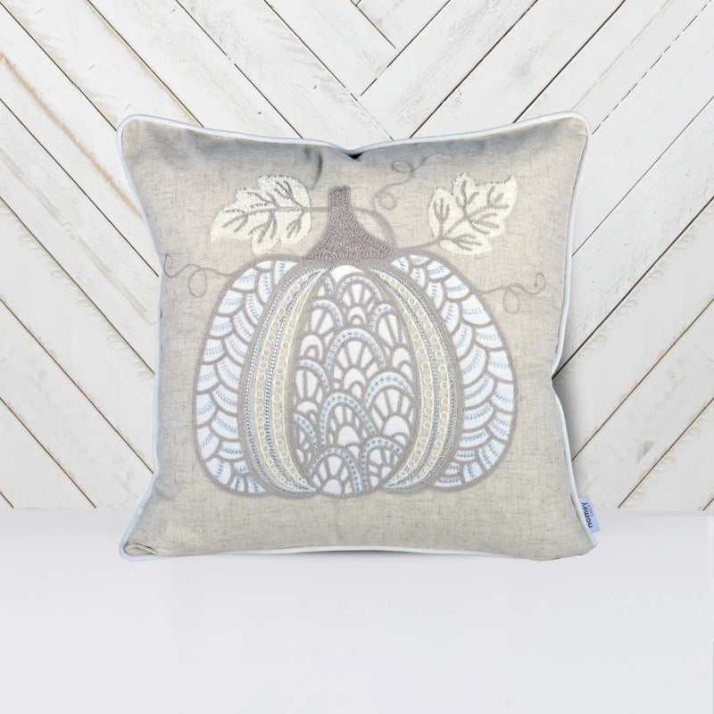 Lace Embroidered Pumpkin Throw Pillow - Natural by HouseOfZazla
