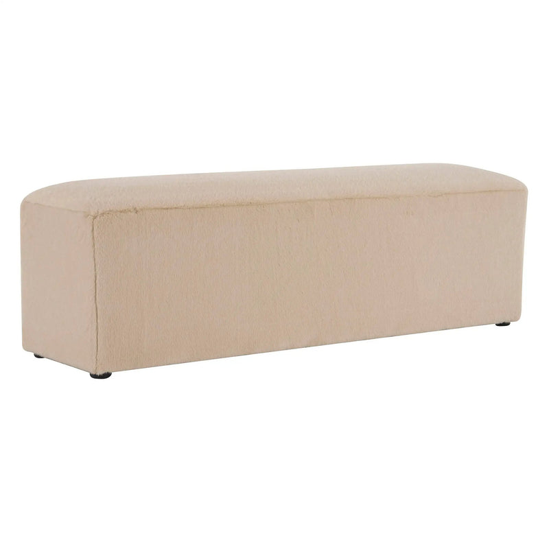 Long Plush Ottoman, Simple Footstool And Seat For Home Use - Almond by HouseOfZazla
