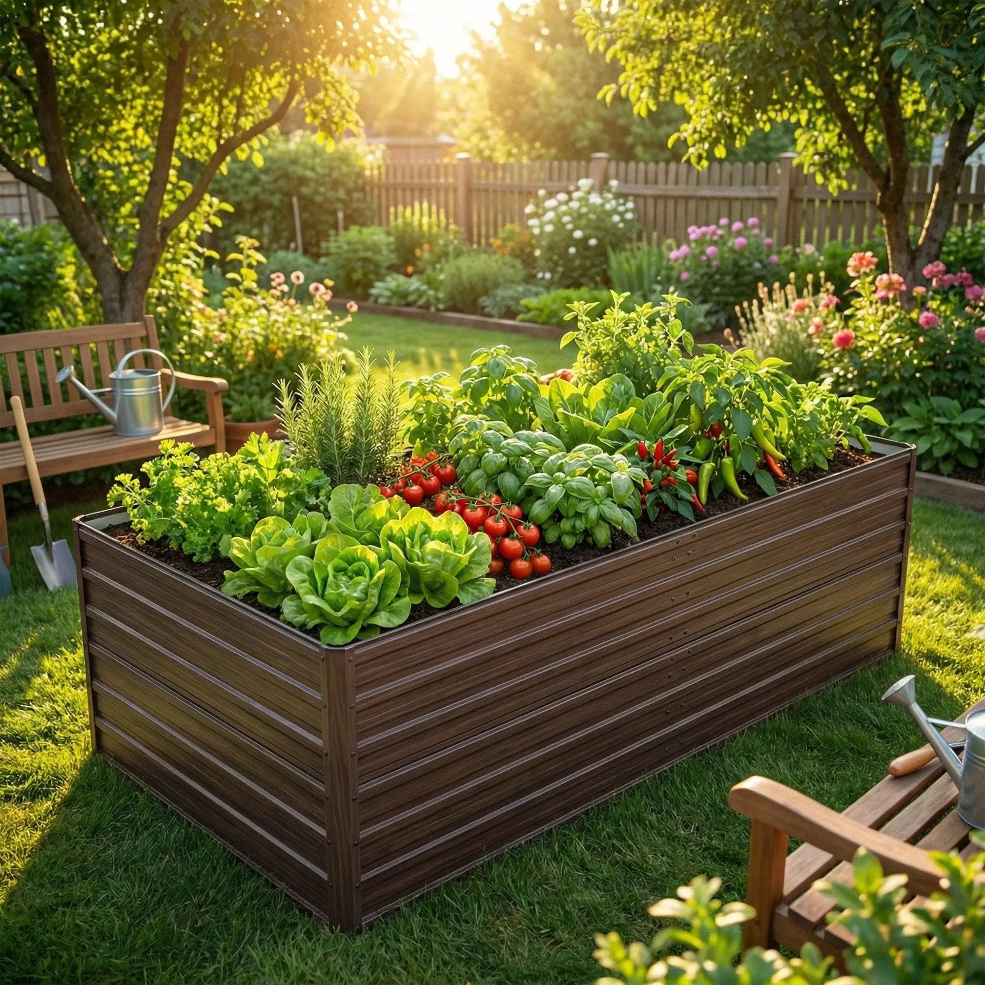 Woodgrain Aesthetic & Metal Strength: 8x4x2FT Galvanized Raised Garden Bed Kit by HouseOfZazla