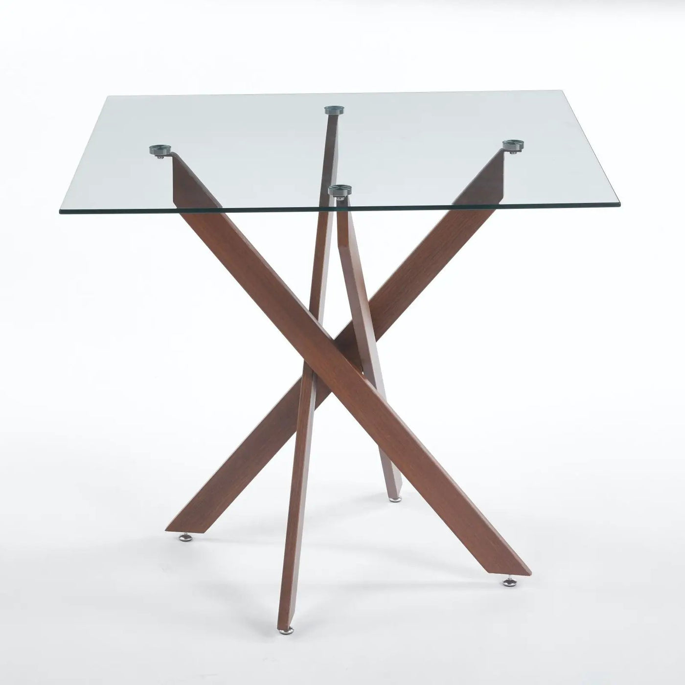 Dining Table With Cross Metal Leg And Tempered Glass, Modern Space Saving Kitchen Table For Living Room Legs, Square Table by HouseOfZazla