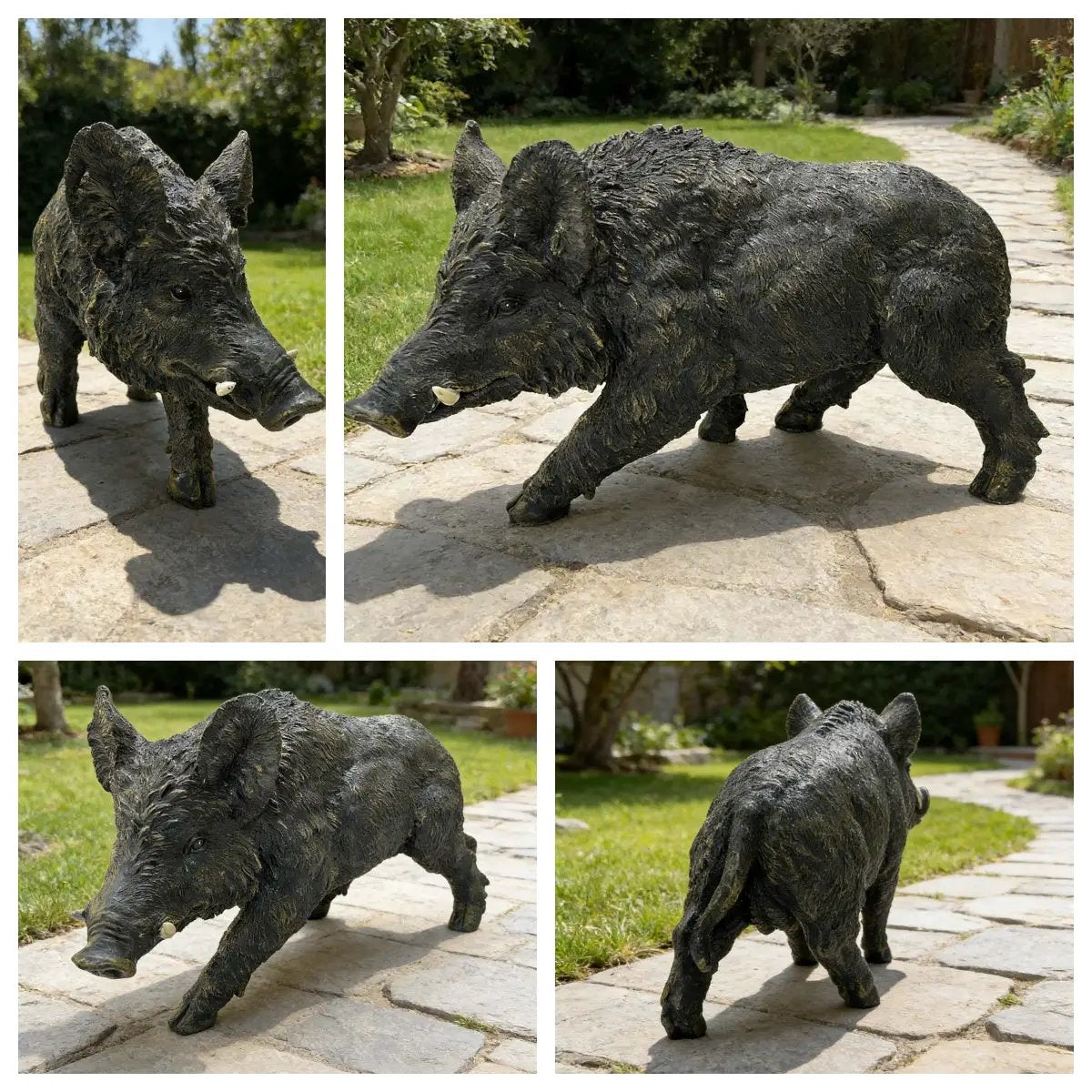 Simulated Wild Boar Resin Garden Statue by HouseOfZazla
