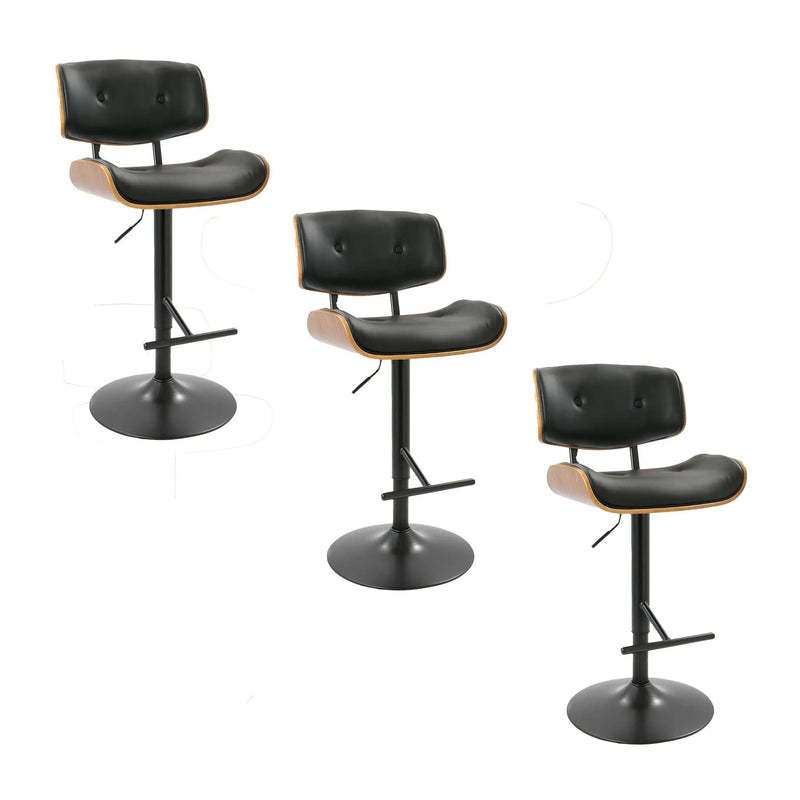 Lombardi - Mid Century Modern Adjustable Barstool With Swivel With Straight T Footrest (Set of 3) by Unique Piece Furniture