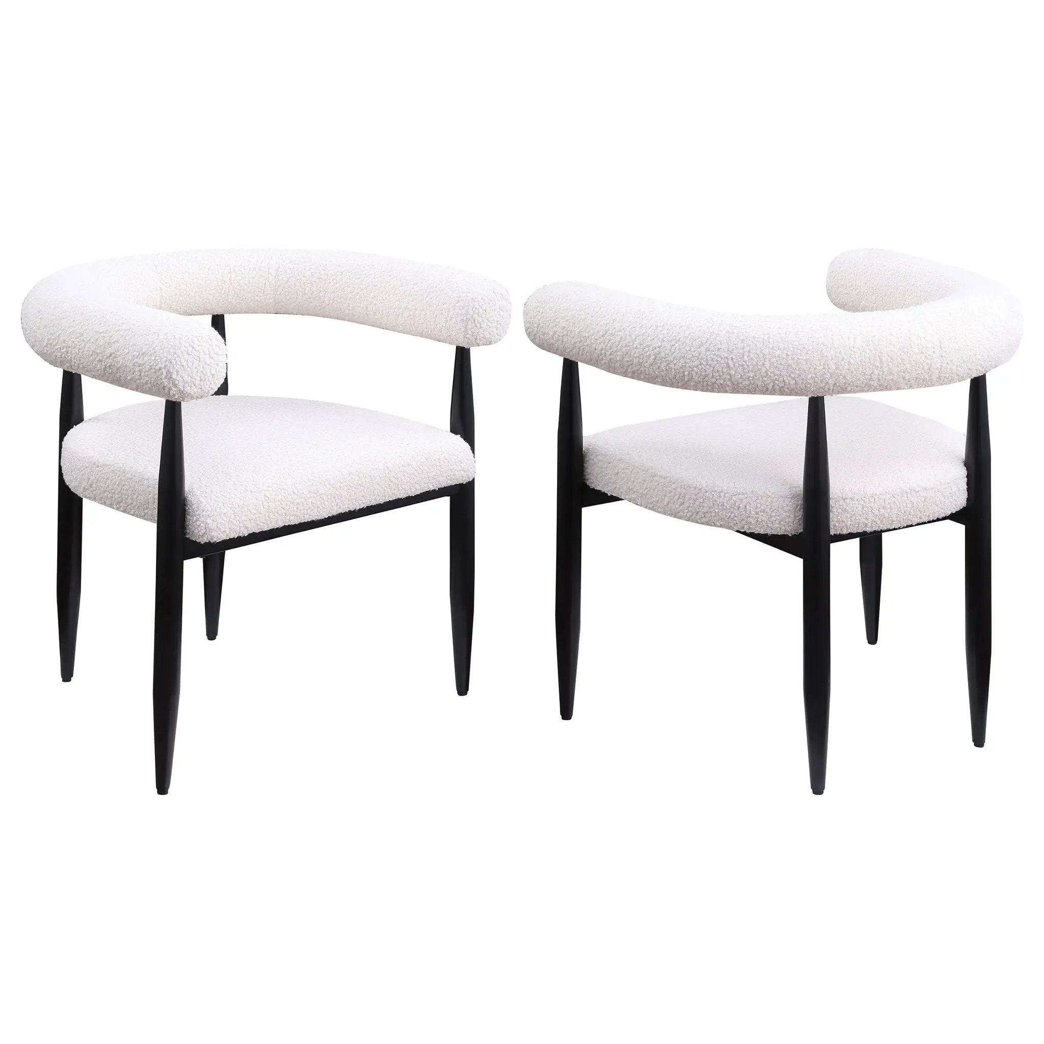 Notting - Upholstered Dining Arm Chair (Set of 2) In And Open C Shaped Backrest - Cream by HouseOfZazla