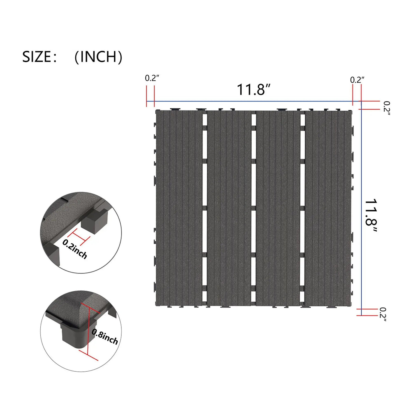 Interlocking Plastic Deck Tiles, Waterproof Outdoor / Indoor Patio Flooring by HouseOfZazla