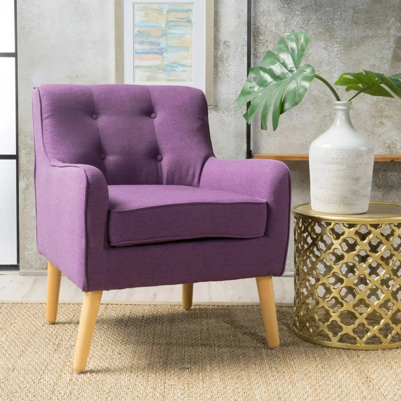 Modern Arm Chair With Tufted Back and Wooden Legs by HouseOfZazla