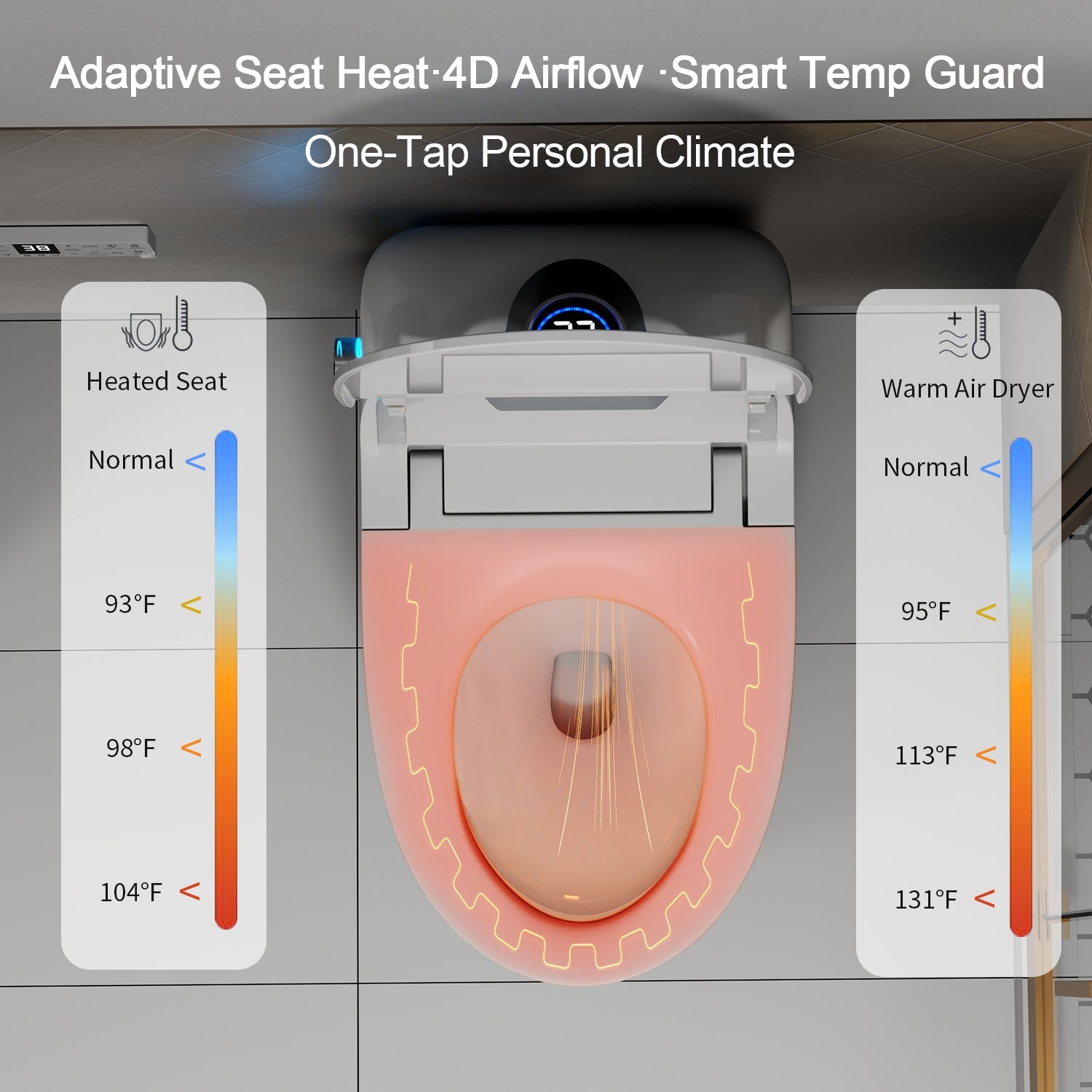 Smart Toilet Bidet Combo with Foot Sensor and Remote Control by HouseOfZazla