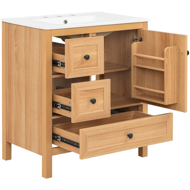 Modern Bathroom Vanity With Sink, Soft Close Drawers & Door, Storage Rack by HouseOfZazla