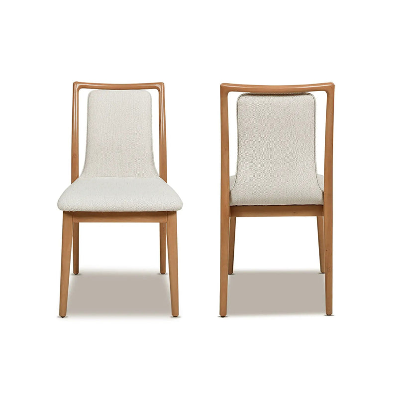 Scandi - Upholstered Dining Chair, Stain Resistant High (Set of 2) - Natural Light Brown / White Pepper by HouseOfZazla