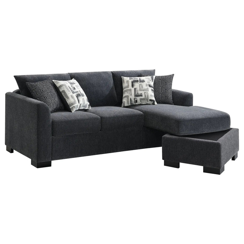 Pacheco - Upholstered Sleeper Sectional Chaise Sofa With Pocket Coils And Reversible Cushions - Dark Gray by HouseOfZazla