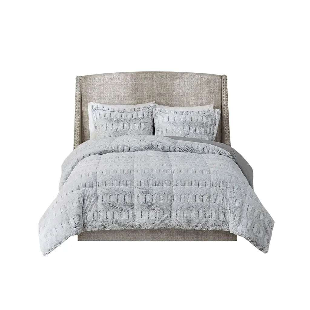 Full/Queen Back Print Long Fur Comforter Mini Set by HouseOfZazla