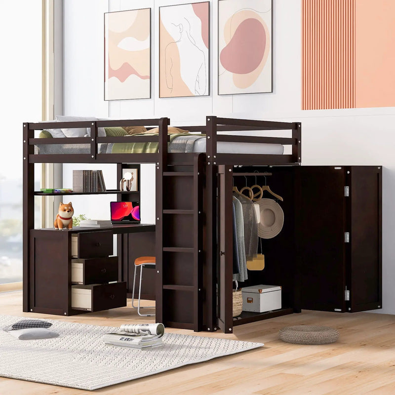 Loft Bed With Drawers, Desk, And Wardrobe by Unique Piece Furniture