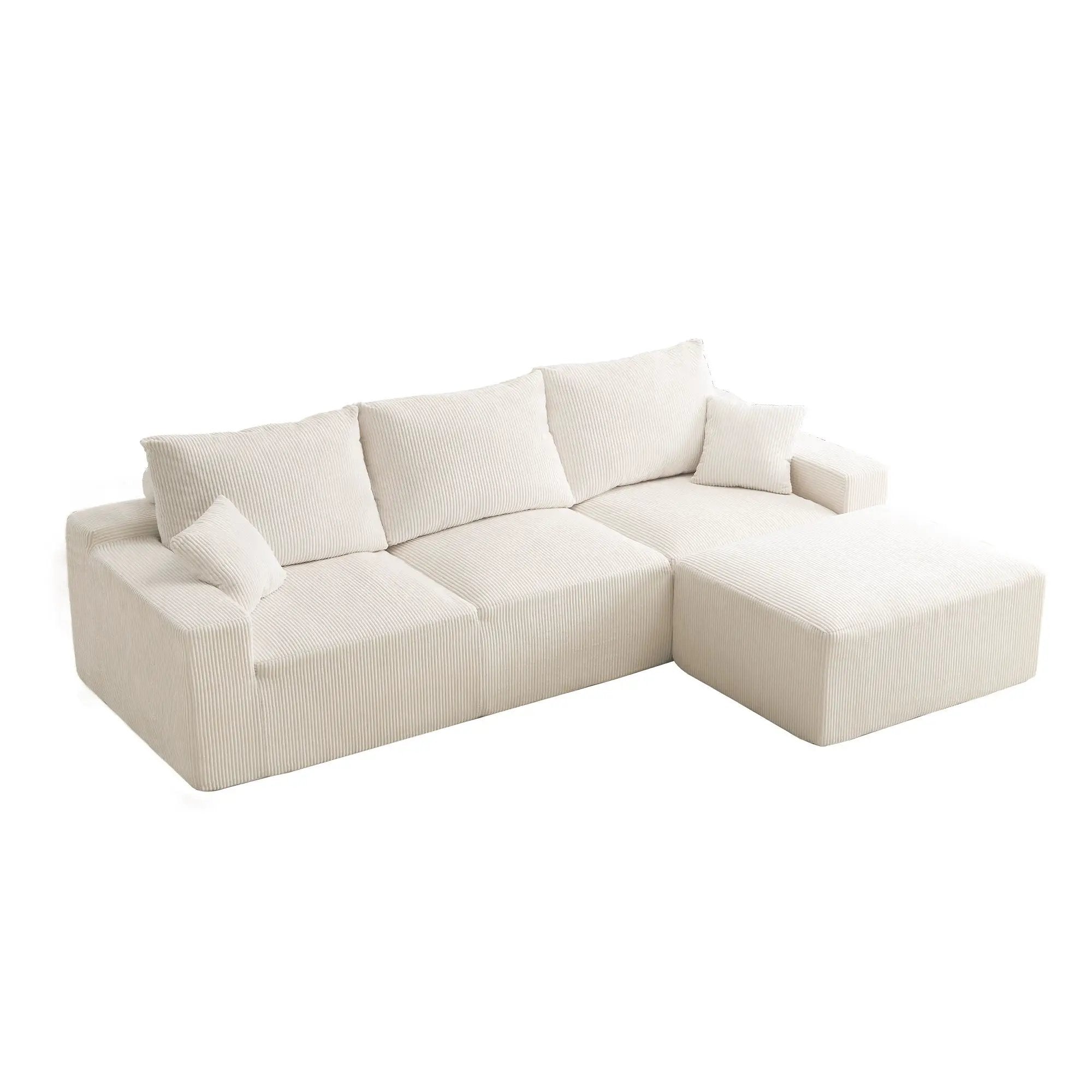 L Shaped Sectional Sofa, Full Compression 3 Seater Cloud Couch With Chaise by HouseOfZazla