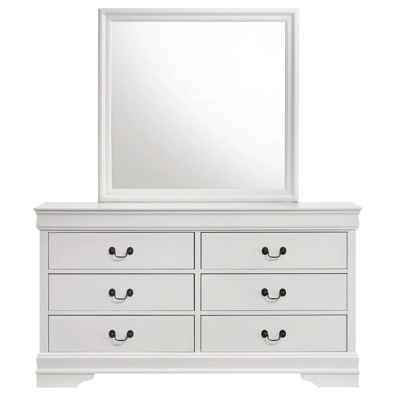 Louis Philippe 6-drawer Dresser and Mirror White by Unique Piece Furniture