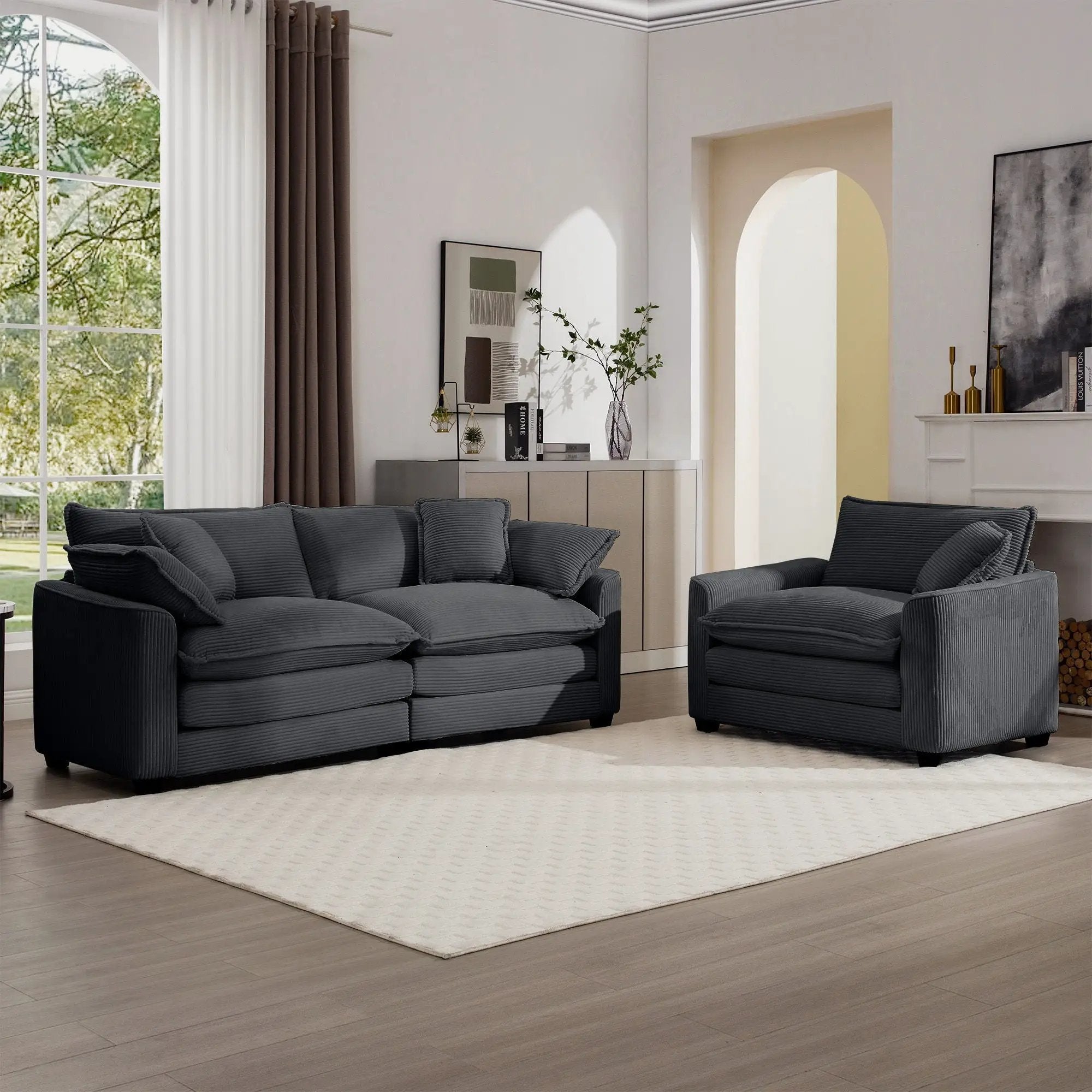 Elegant Oversized Sectional Sofa Set With Deep Seats And Flexible Layout by HouseOfZazla