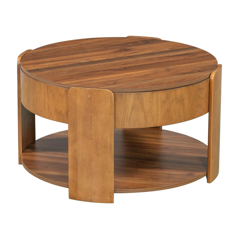 Vibe Haus Farmhouse Round Lift Top Coffee Table with Hidden Storage by HouseOfZazla