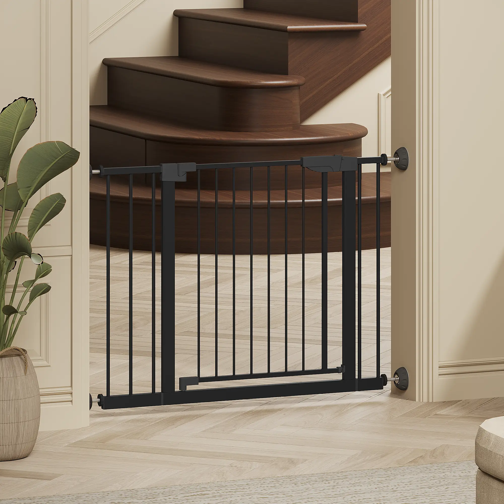 Wide Baby Gate with Wall Protector for Stairs and Doorways by HouseOfZazla