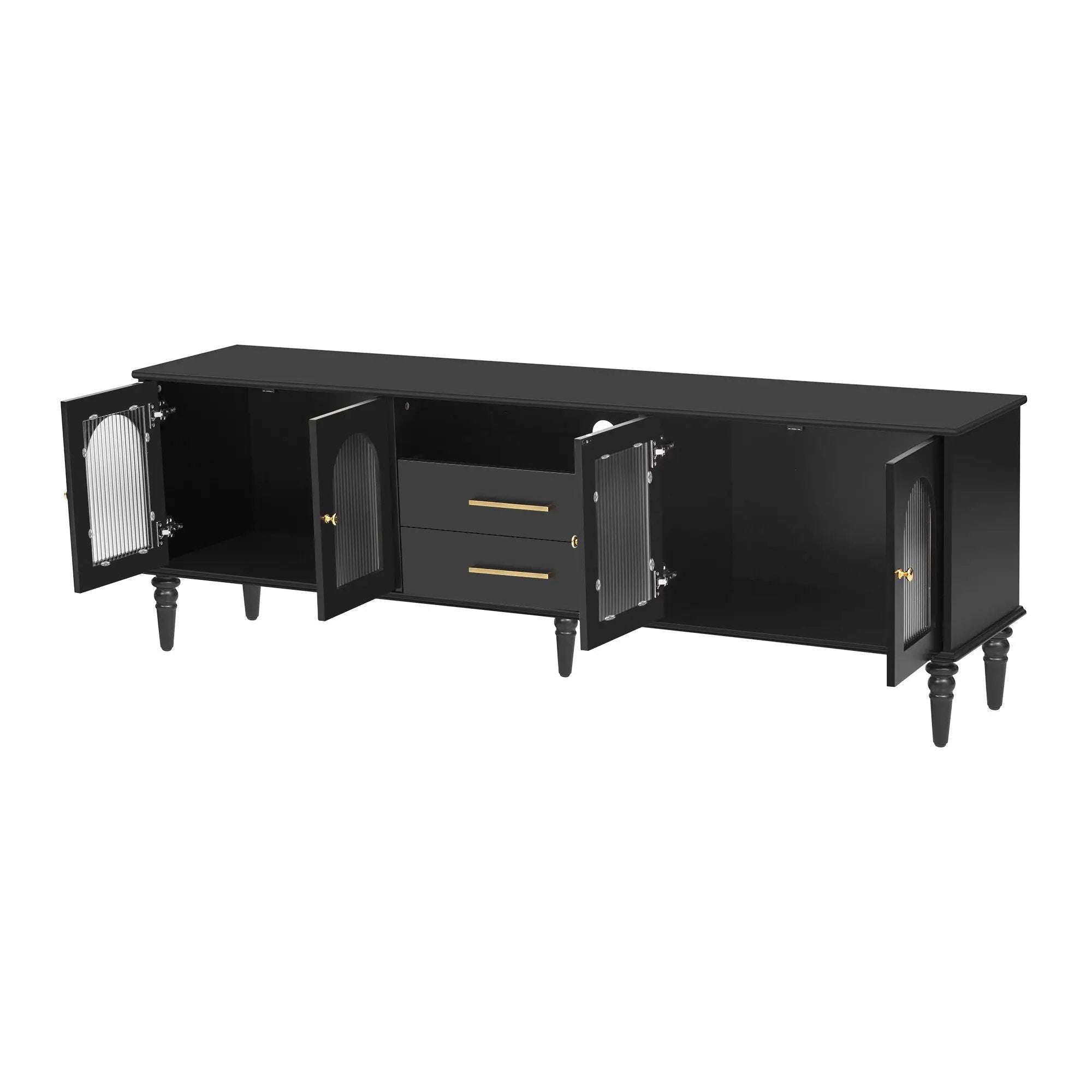 TV Stand For TVs Up To 75", Entertainment Center Media Console For Living Room - Black by HouseOfZazla