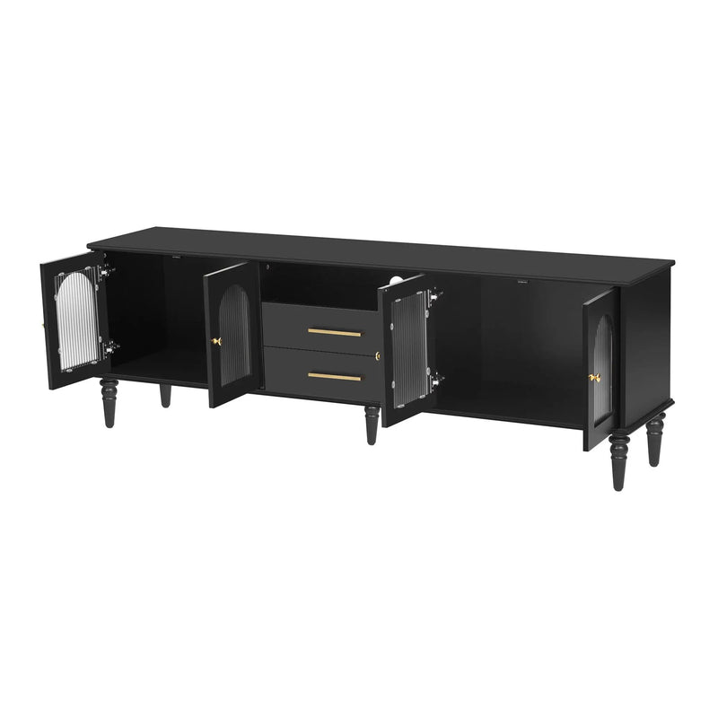 TV Stand For TVs Up To 75", Entertainment Center Media Console For Living Room - Black by HouseOfZazla