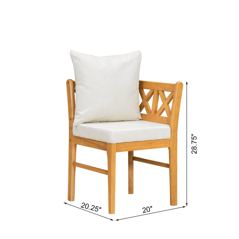 Farmhouse Modern Dining Corner Chairs (Set of 2) With Handwoven Rattan Backrests And Solid Wood Legs - Natural / White by HouseOfZazla
