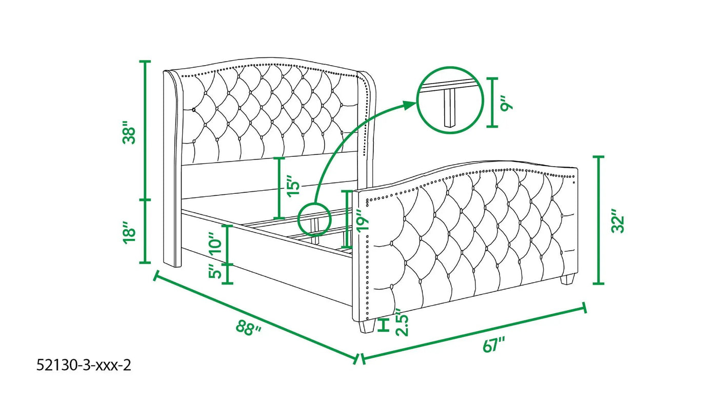 Marcella - Upholstered Shelter Headboard Bed Set by HouseOfZazla