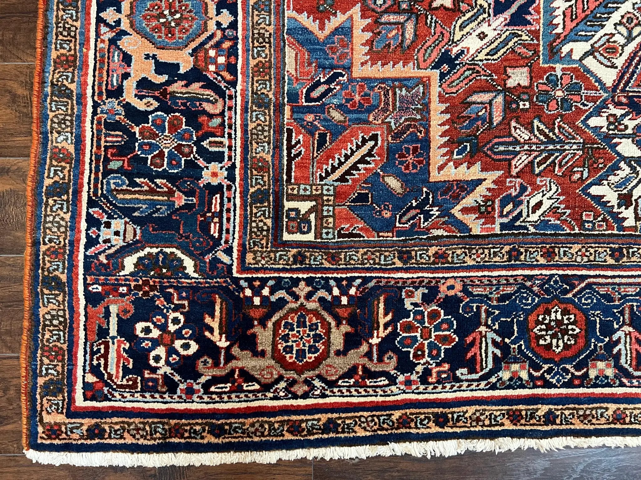 Antique Persian Heriz Rug – 11x16 Palace Size, Geometric Medallion, 1920s by Jewel Rugs