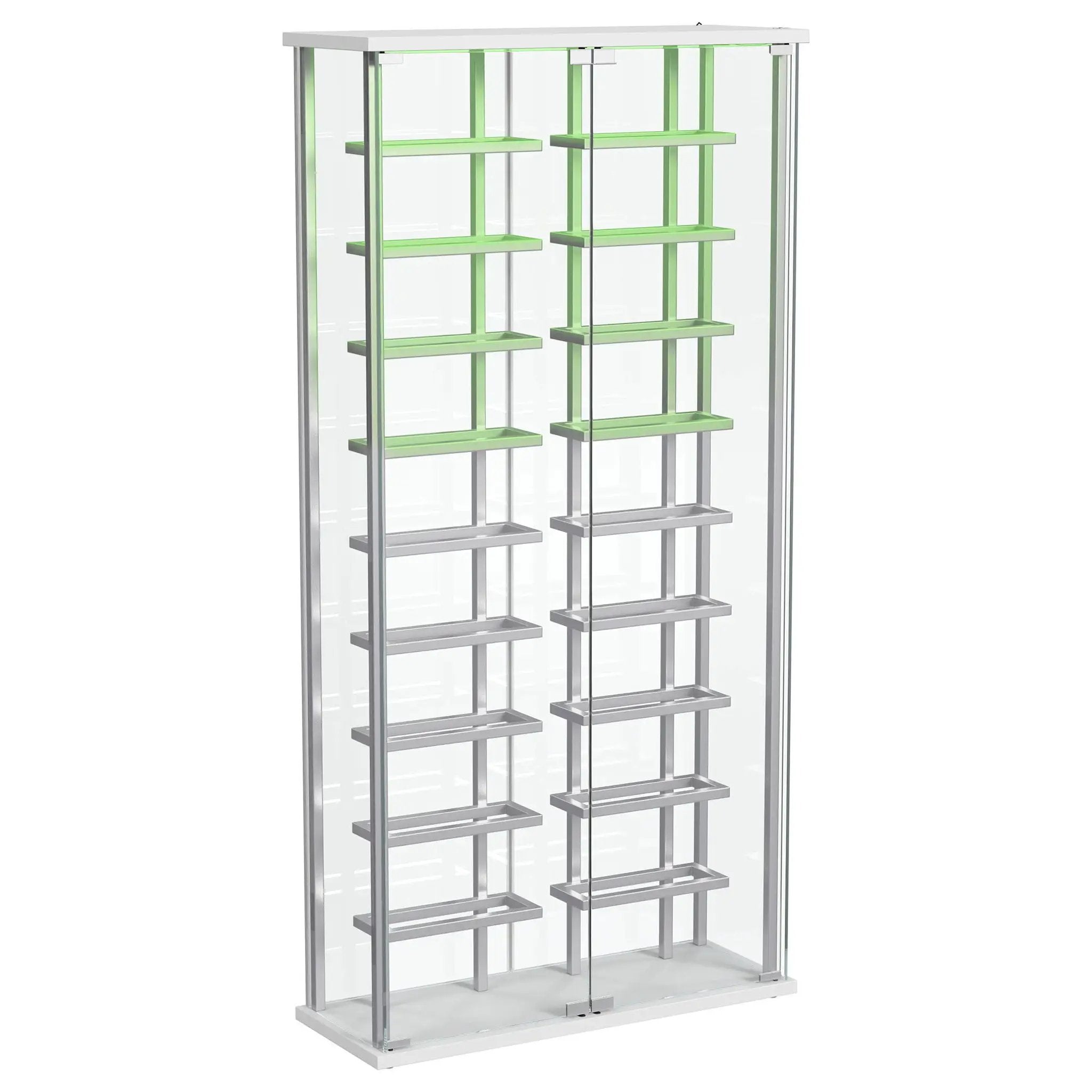 Montara Tempered Glass Wine Storage LED Curio Cabinet Chrome by Unique Piece Furniture