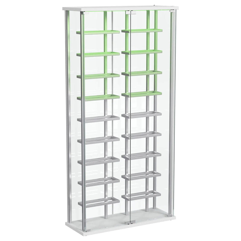 Montara Tempered Glass Wine Storage LED Curio Cabinet Chrome by Unique Piece Furniture