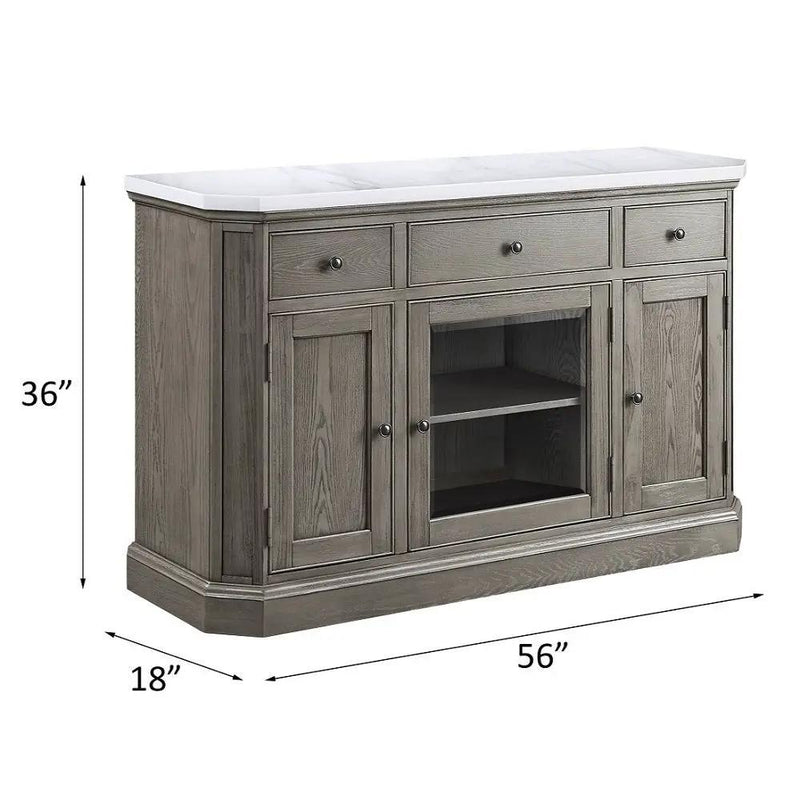 Zumala - Server - Marble Top & Weathered Oak by Unique Piece Furniture