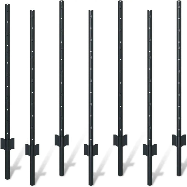 4 Foot U-Shaped Metal Garden Fence Posts Set for Wire Mesh Fencing