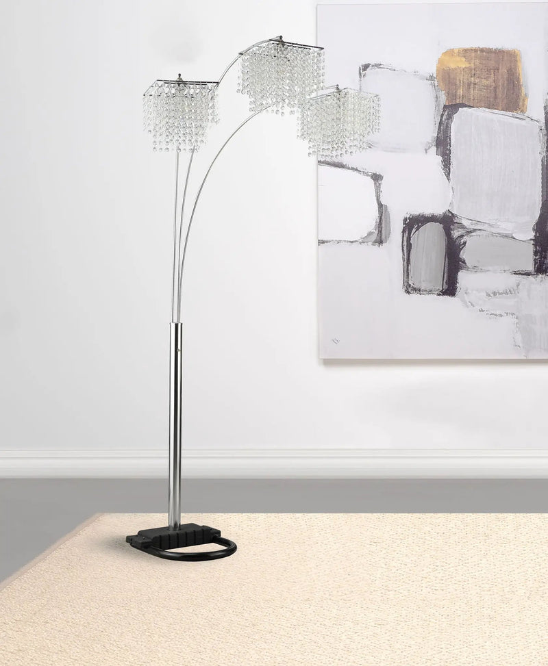 Miriam 90-inch Hanging Crystal Arc Floor Lamp Chrome by Unique Piece Furniture