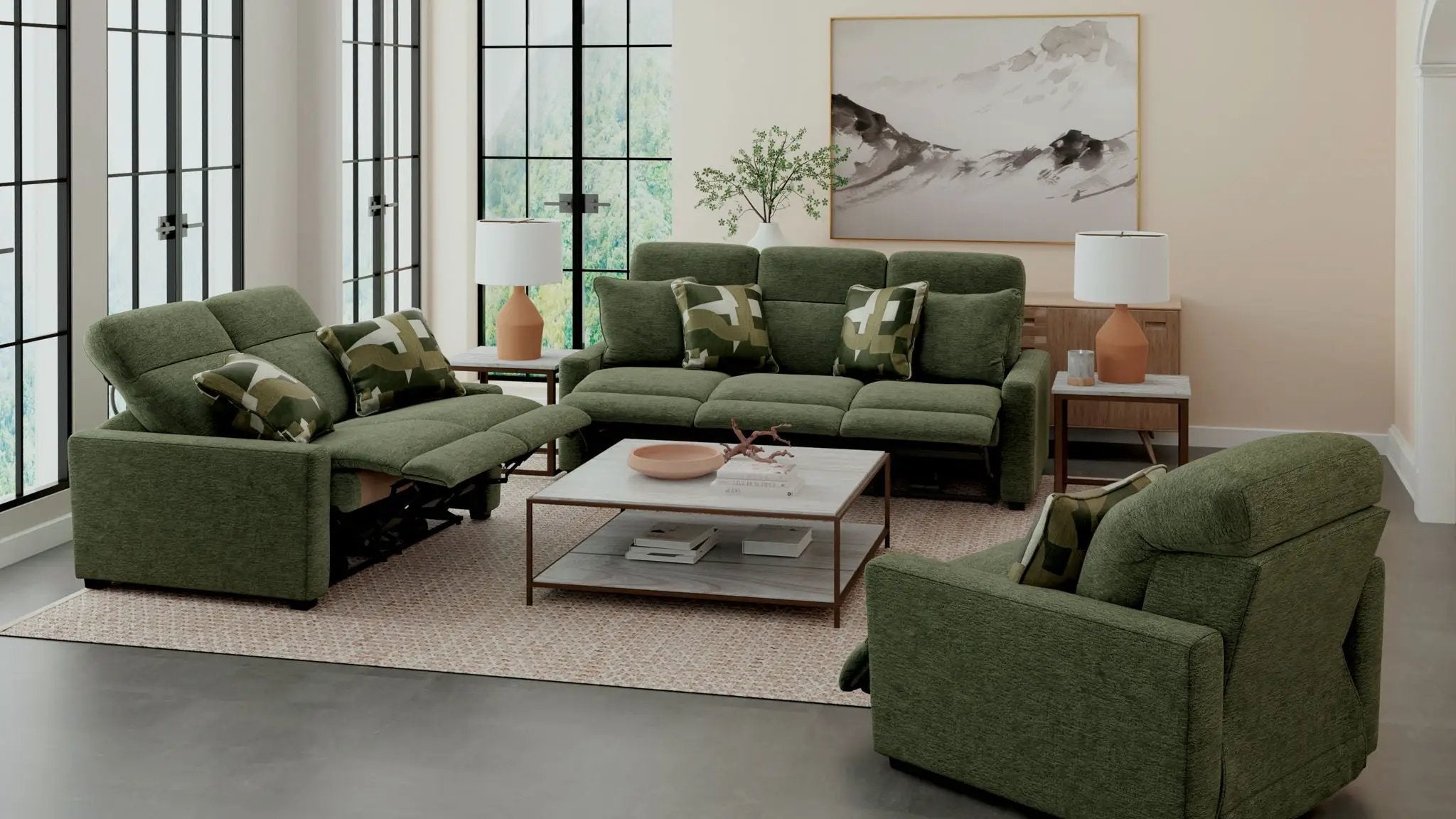 Ada - Power Adjustable Headrest Power Reclining Loveseat - Moss by Unique Piece Furniture