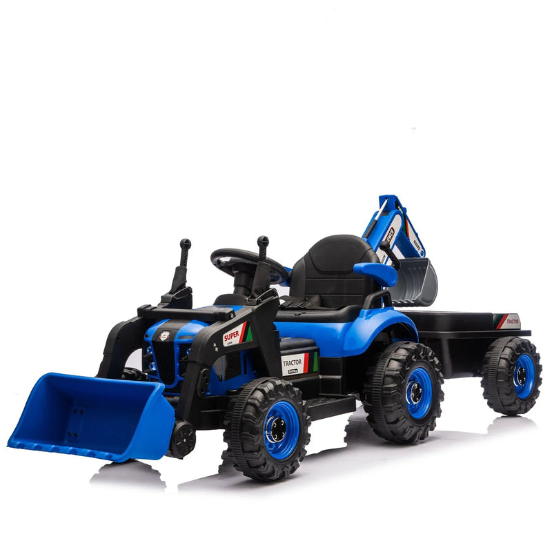 24V Kids Ride-On Electric Tractor Toy with 4-in-1 Construction Attachments by HouseOfZazla