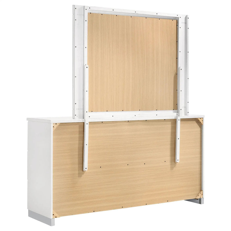 Felicity 6-drawer Wood Dresser with Mirror White High Gloss by Unique Piece Furniture
