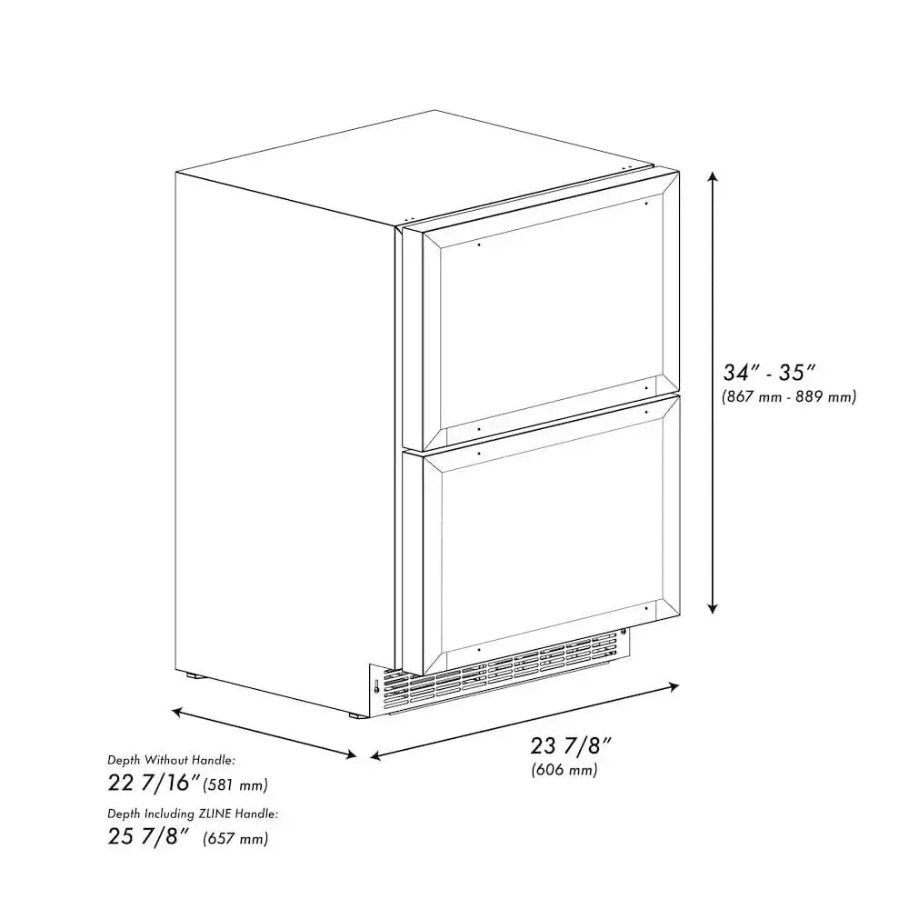 ZLINE 24" Touchstone 168 Can Outdoor-Rated Dual Refrigerator Drawer, Panel Ready, RDSPO-24 by Farmhouse Kitchen and Bath