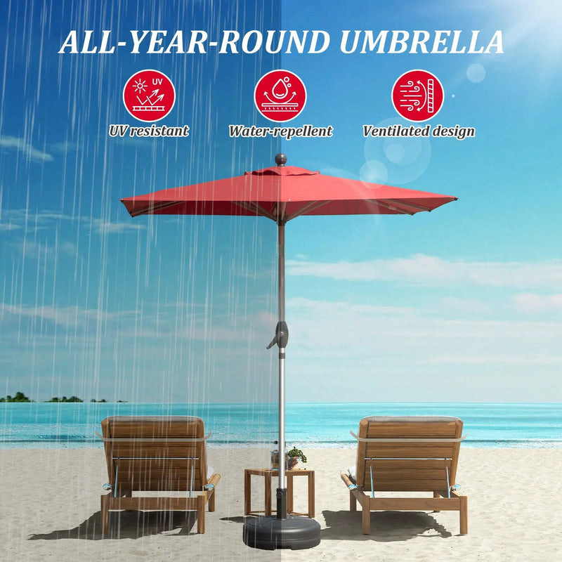 Rectangle Patio Umbrella with Crank Lift and Tilt Function, Brick by HouseOfZazla