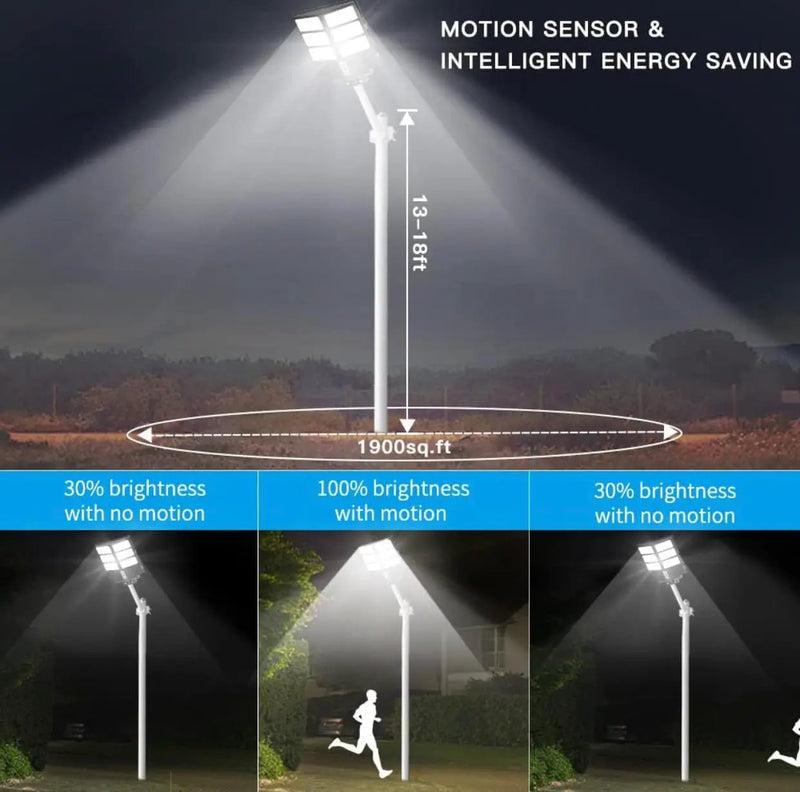 2600W Commercial Solar Street Light , 60000LM Parking Lot Light Commercial Dusk to Dawn With Remote by Outdoor Solar Outlet