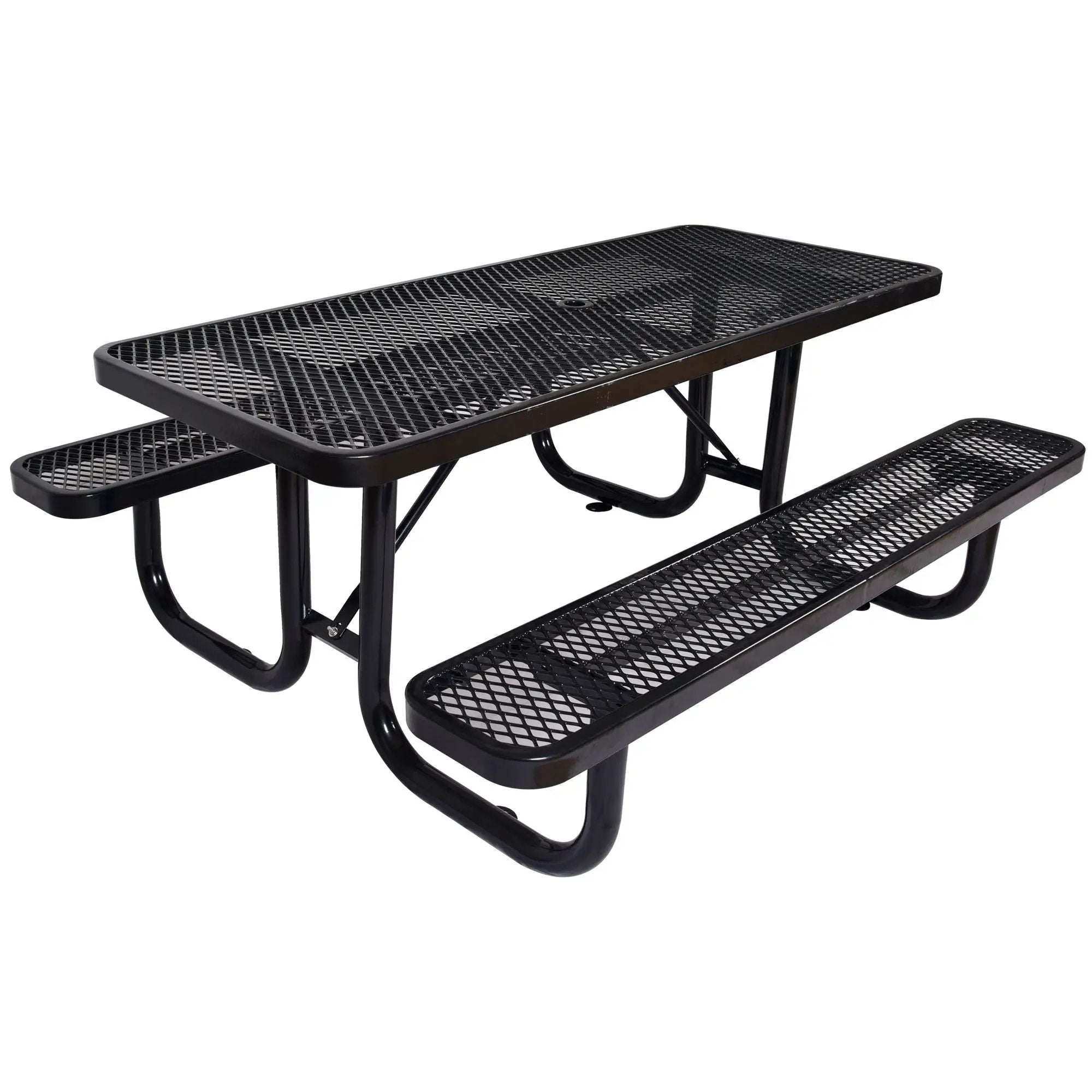 Rectangular Outdoor Steel Picnic Table With Umbrella Pole by HouseOfZazla