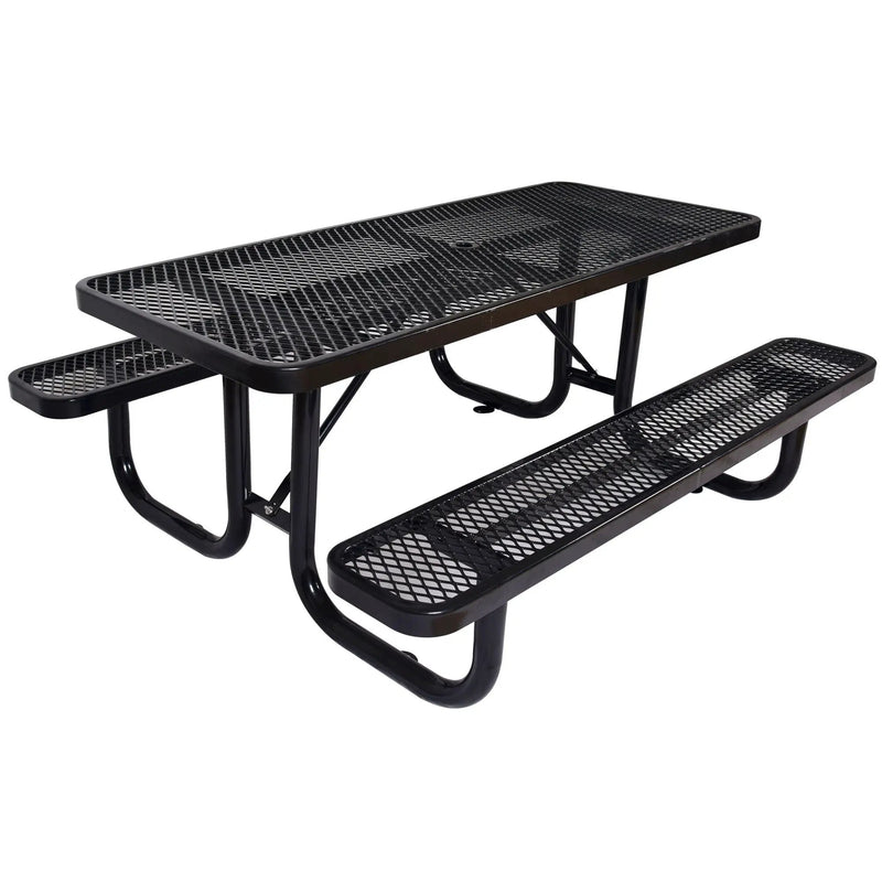 Rectangular Outdoor Steel Picnic Table With Umbrella Pole by HouseOfZazla