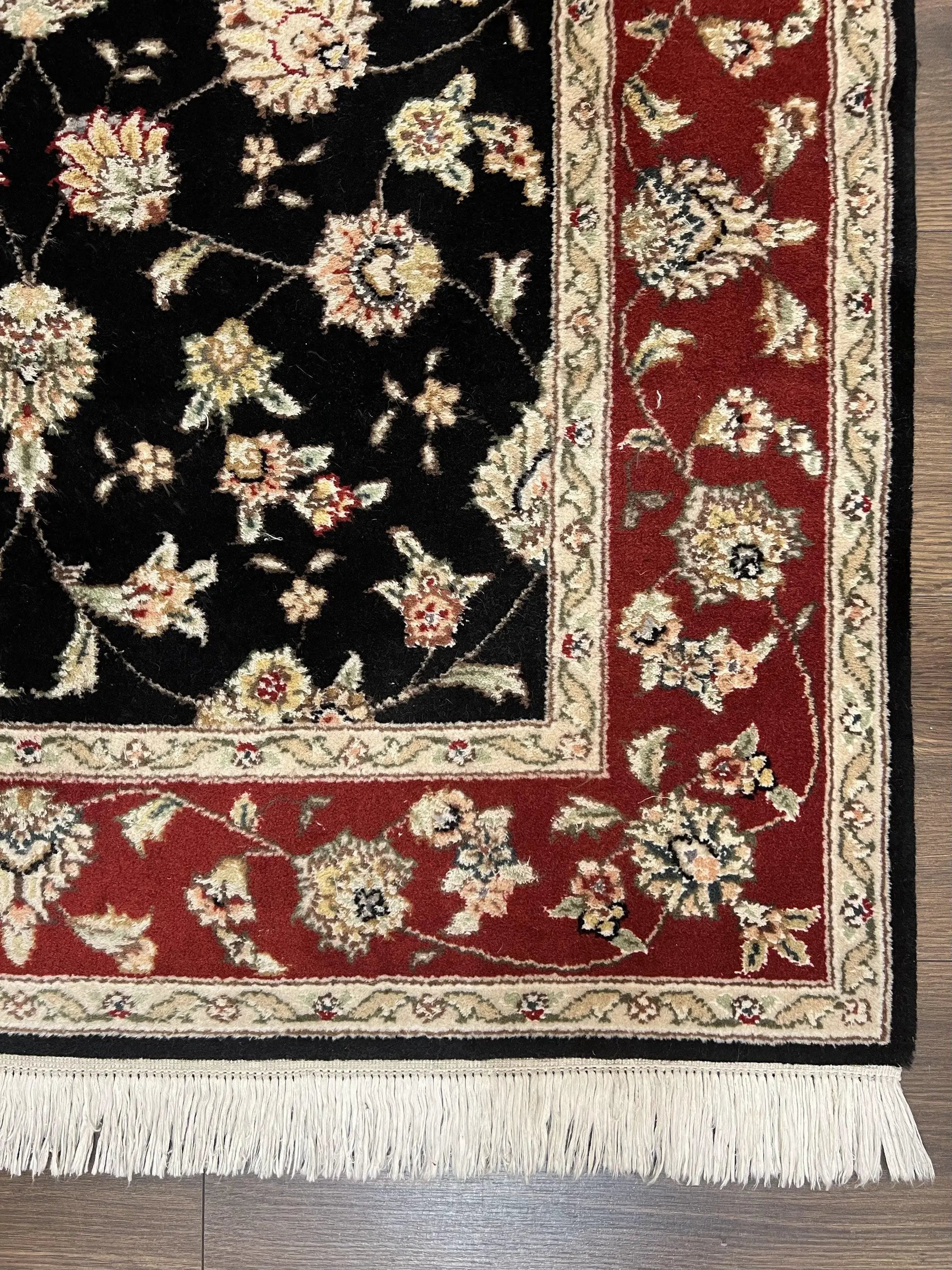 Pak Persian Rug 3x5, Black and Red, Floral Allover, Vintage Hand Knotted Wool Oriental Carpet, Pakistani Rug, Small Handmade Area Rug 3 x 5 by Jewel Rugs