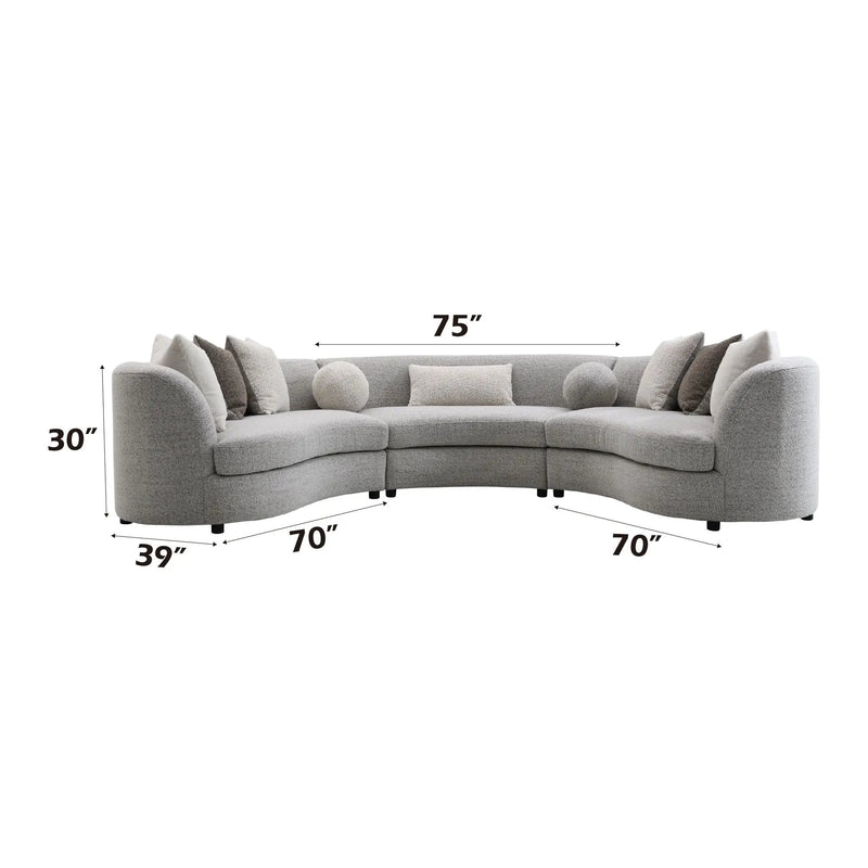 Ivria Boucle Sectional Sofa With 9 Pillows - Gray by HouseOfZazla