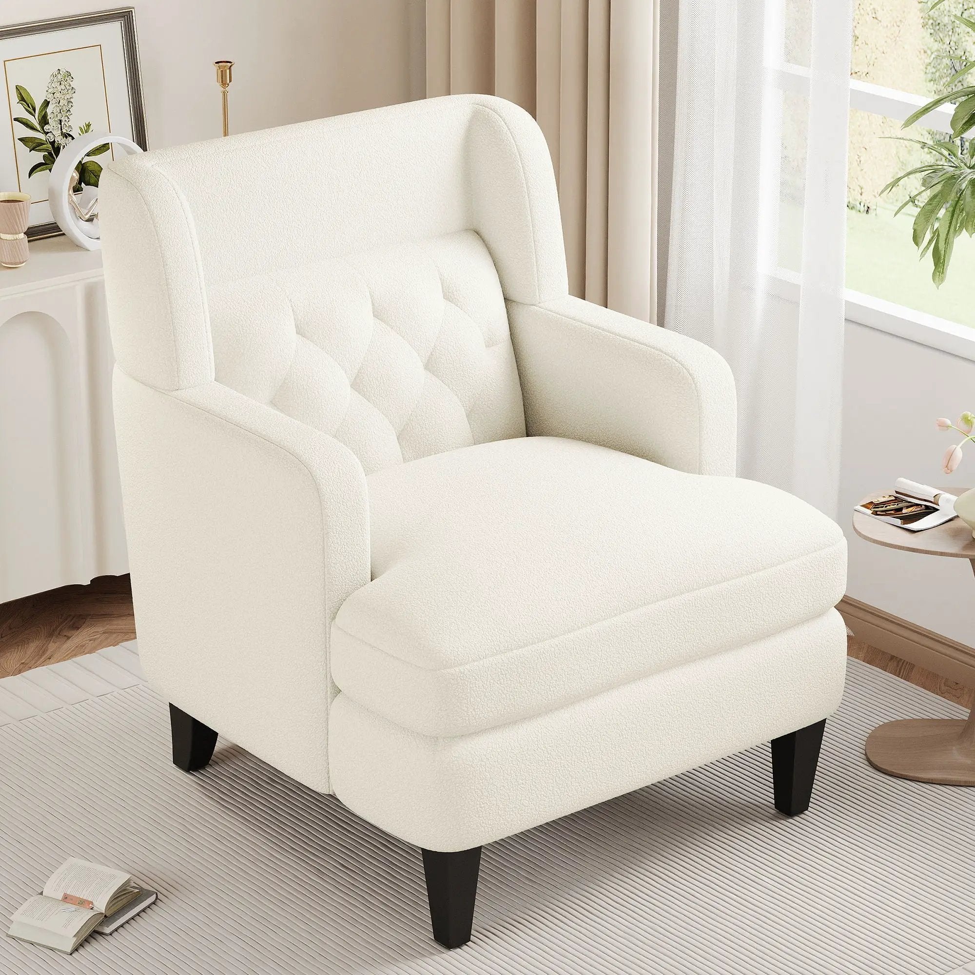 Upholstered Accent Chair Tufted Armchair For Living Room And Bedroom by Unique Piece Furniture