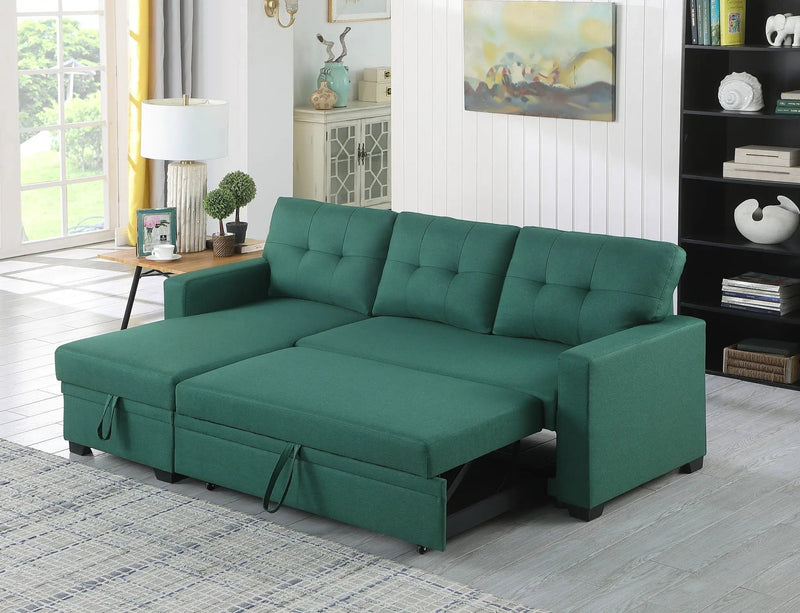 Upholstered Pull Out Sectional Sofa With Chaise by HouseOfZazla