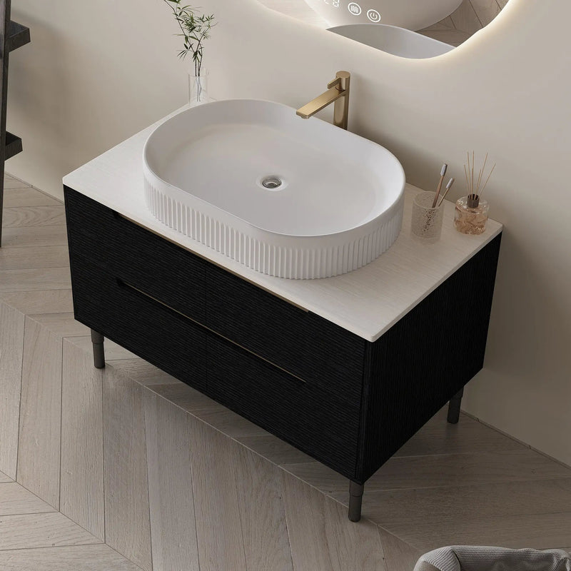 36 Inch Bathroom Vanity with Ceramic Integrated Sink & Soft-Close Drawers by HouseOfZazla